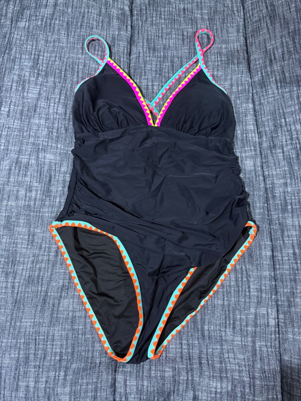POPVIL Black Swimwear with Neon Trim